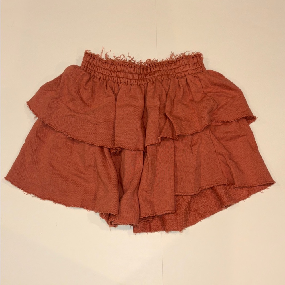 Aerie Ruffled Tiered Skirt in Rust